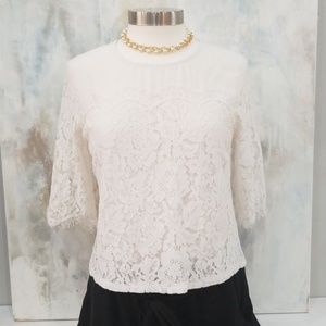 Forever 21 white eyelash lace blouse